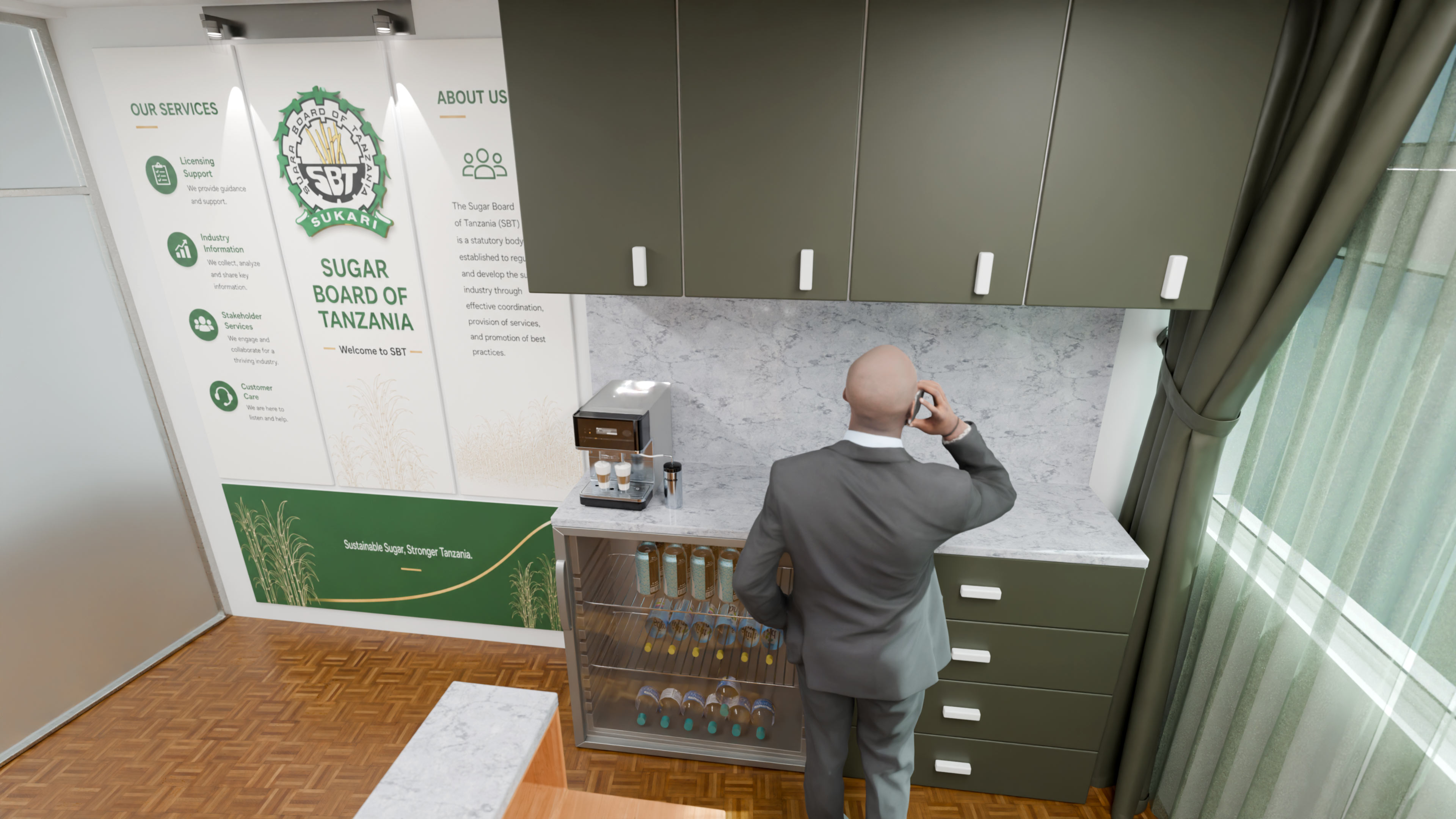 Coffee and refreshment counter detail